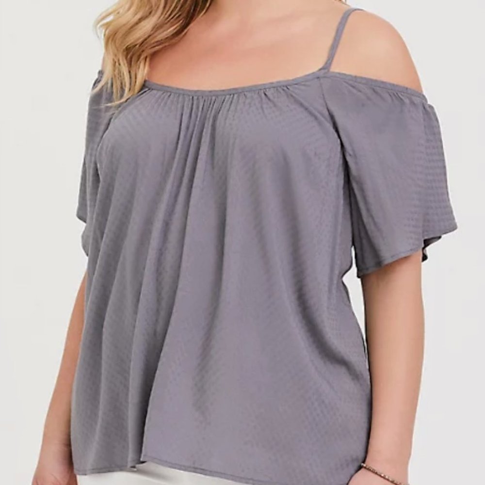 Torrid Grey Cold Shoulder Blouse